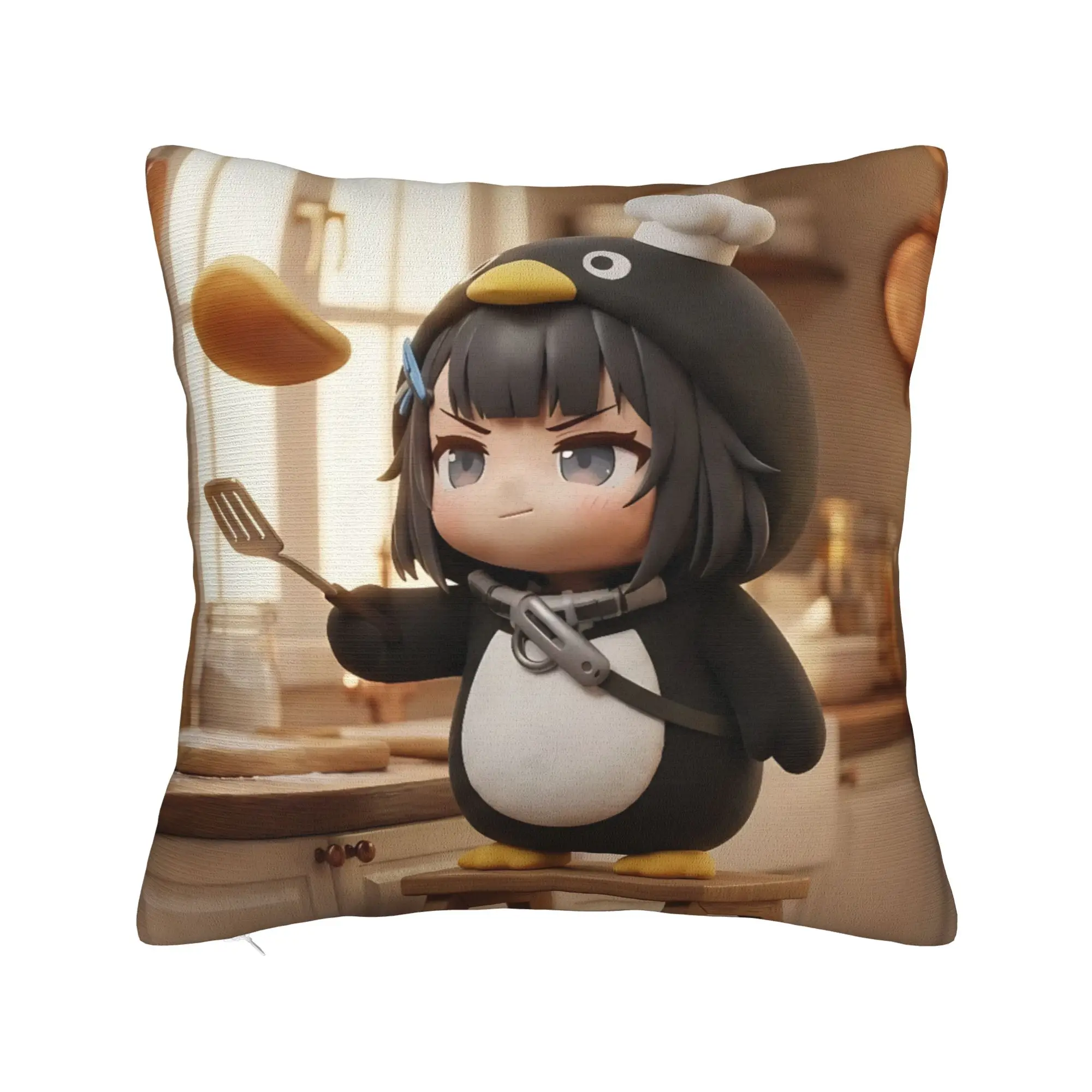 Gugu Gaga Penguin Square Pillowcases Polyester Car Cooking Cushion Case Funny Decorative Throw Pillow Case 45*45
