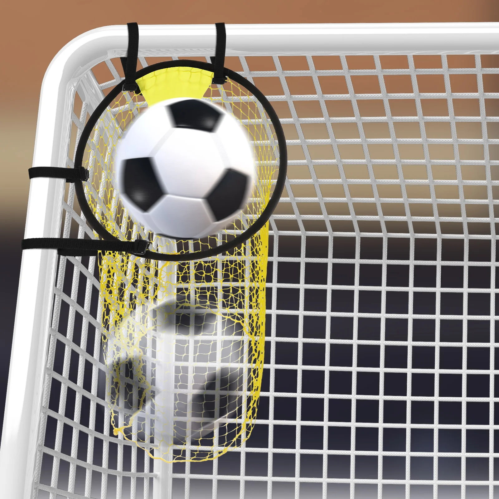 

2 Yellow Soccer Goal Target Nets 45x60cm Polyester Bright Colors Durable Construction Easy Installation Indoor Outdoor Training
