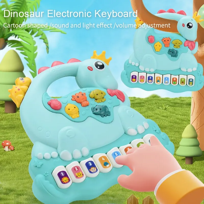 Baby Dinosaur Piano Toys.Educational Light Up Toy with Sound and Piano Keyboard Gift for Toddlers 12 Months and Up