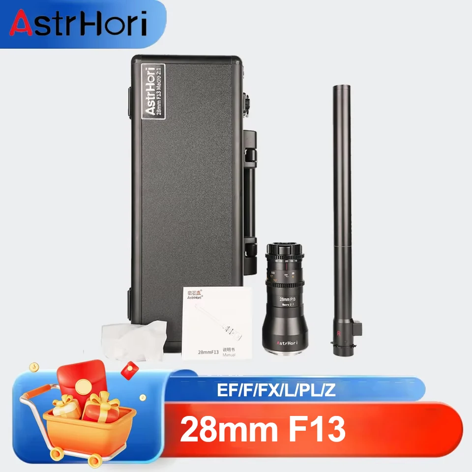 

AstrHori 28 мм F13 Macro 2X полнокадровый объектив с прямым углом обзора и ручной фокусировкой, встроенный светодиодный кольцевой светильник для Canon EF Nikon F