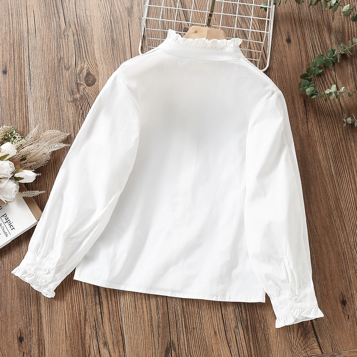 Kids White Shirts for Girls School Blouses Teenagers Costumes Spring Autumn Children Clothing Cotton Tops 4 6 8 9 10 11 12 Years