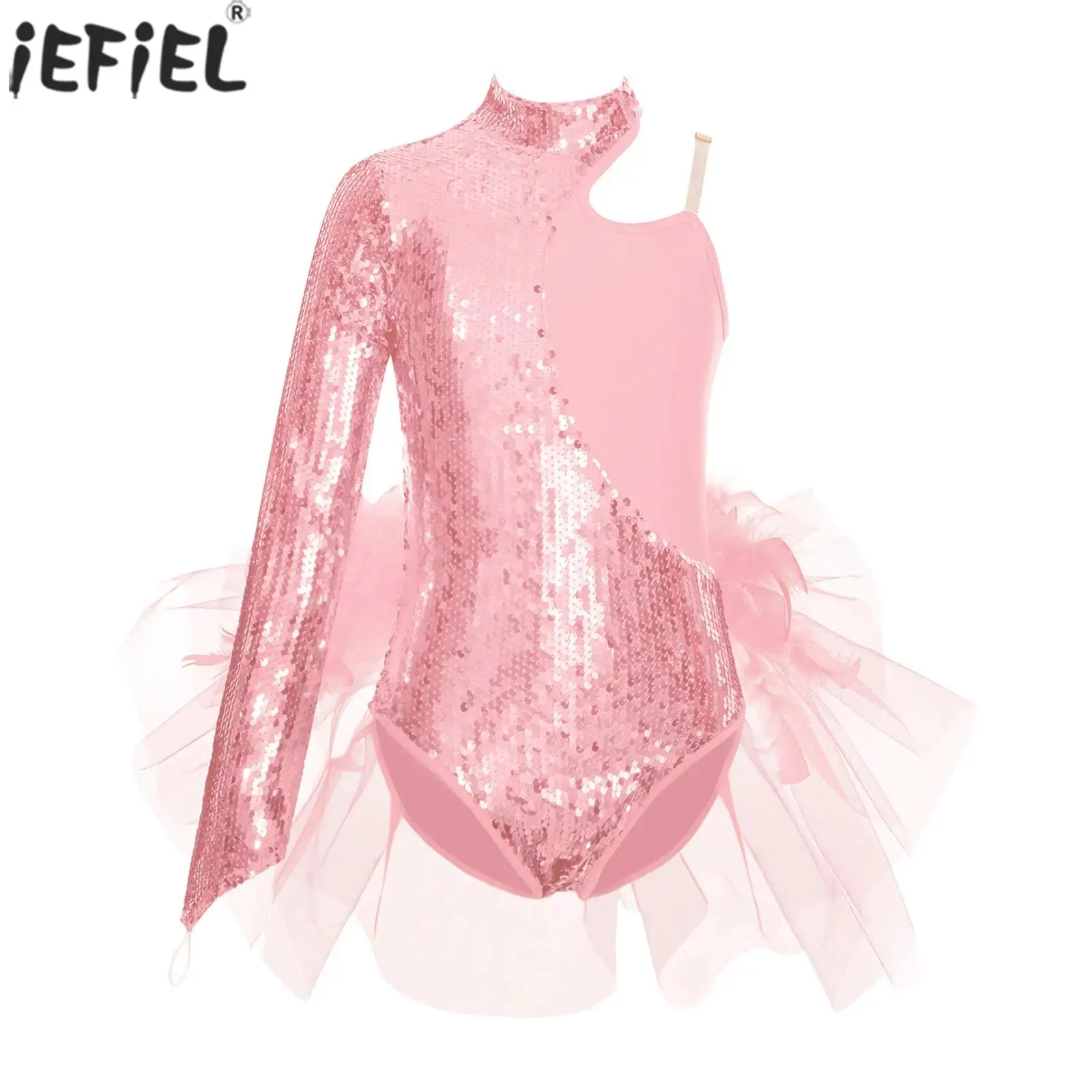 女の子のためのバレエダンス体操レオタード、フィギュアの組み合わせ、キラキラキラキラキラチュールスカート、スケートボディスーツ、キッズパフォーマンスダンスウェア
