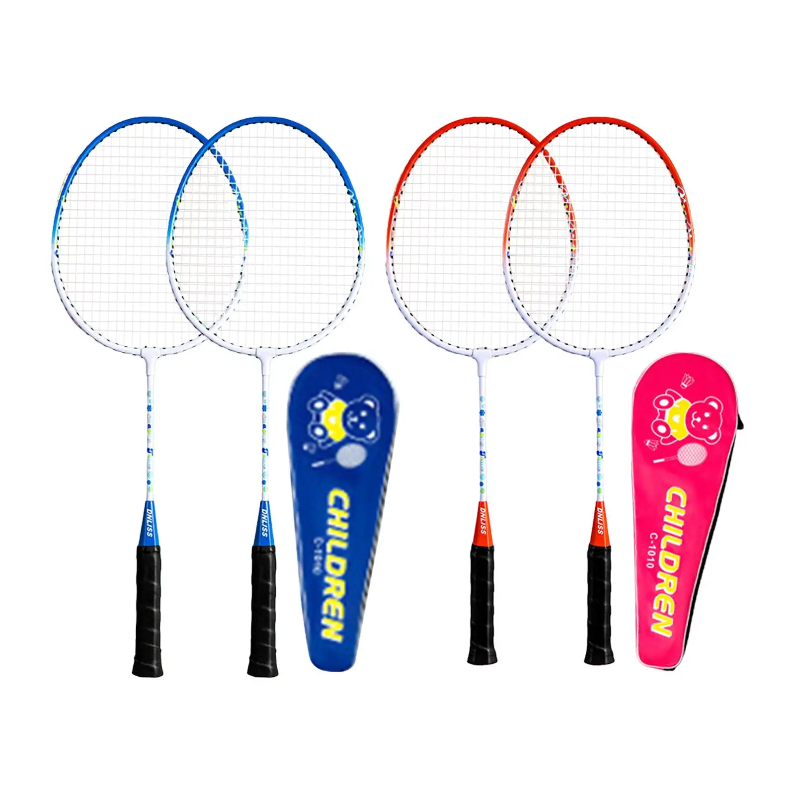 2Pcs Badminton Rackets Lightweight Playing Beginners Professional for Children for Game Outdoor Sports Training Backyards Tennis