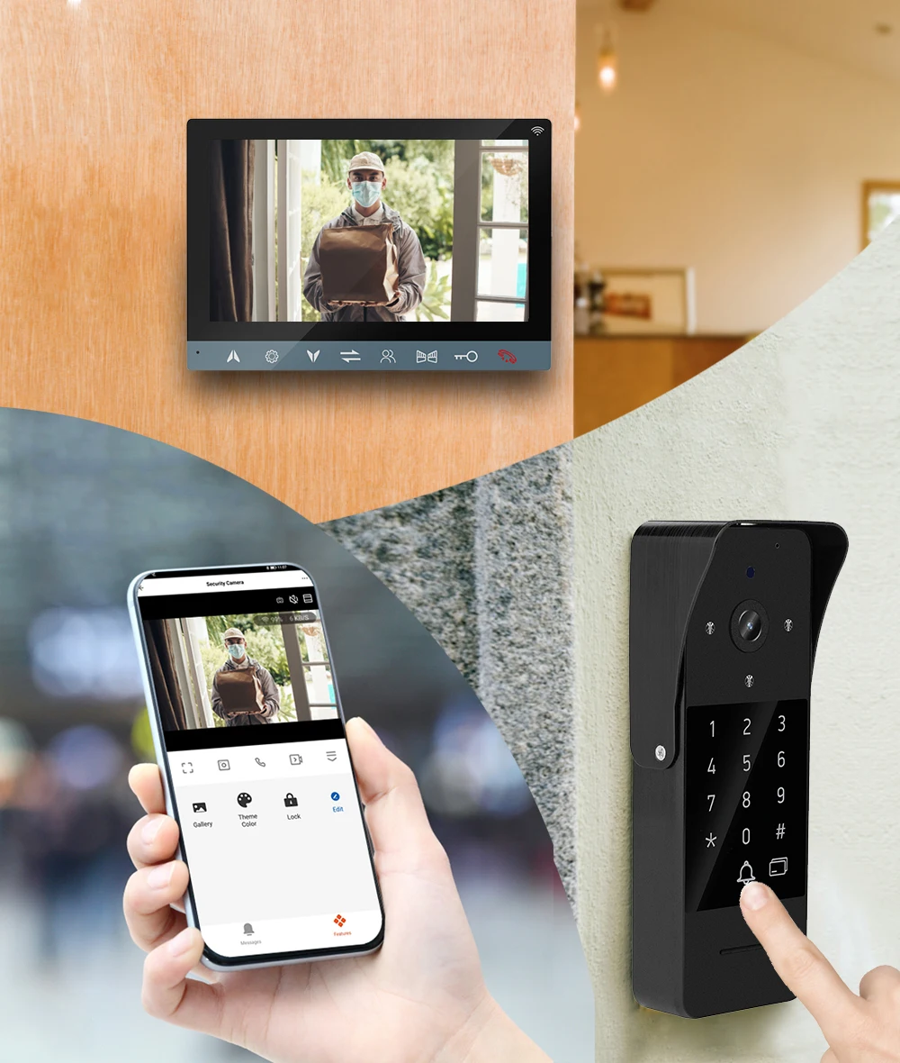 1080p Tuya Video Intercom System Wireless Wifi Video Tür Telefon für Home Video Türklingel mit Swipe-Karte/Passwort entsperren functio