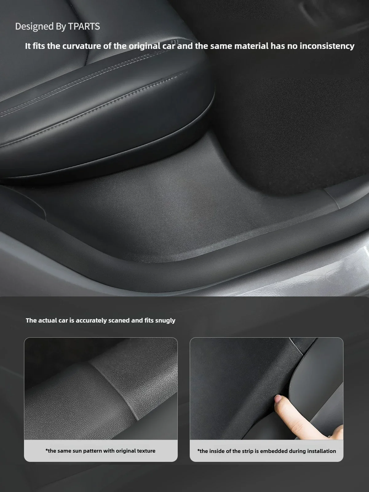 TPARTS es adecuado para la versión Tesla ModelY/3 Huanxin, tira de protección de umbral trasero, accesorios de asiento y almohadilla antipaso.