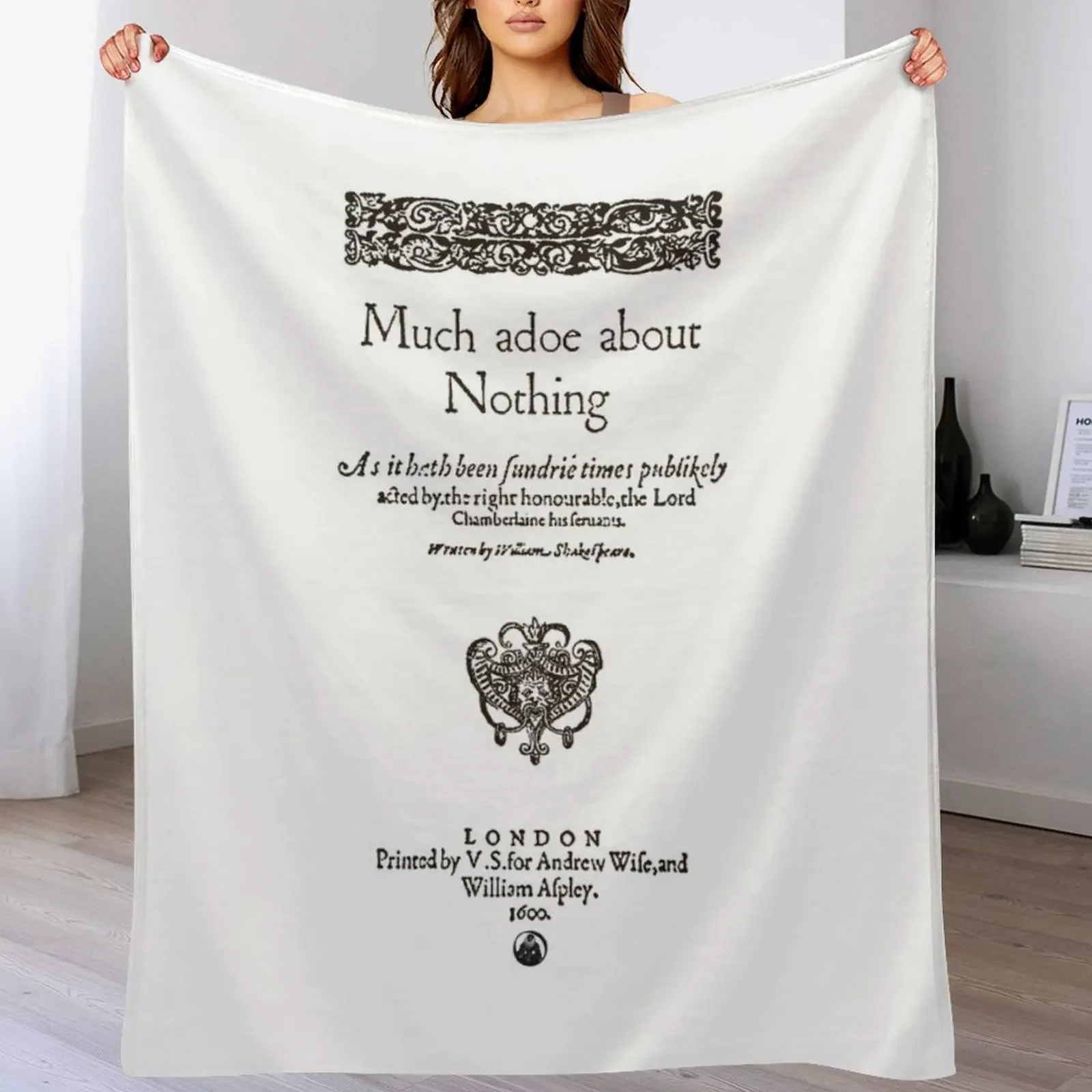 New Shakespeare Much Ado About Nothing Frontpiece - Simple Black Version Throw Blanket Elegant Warm Throw Blanket for Hotel Home