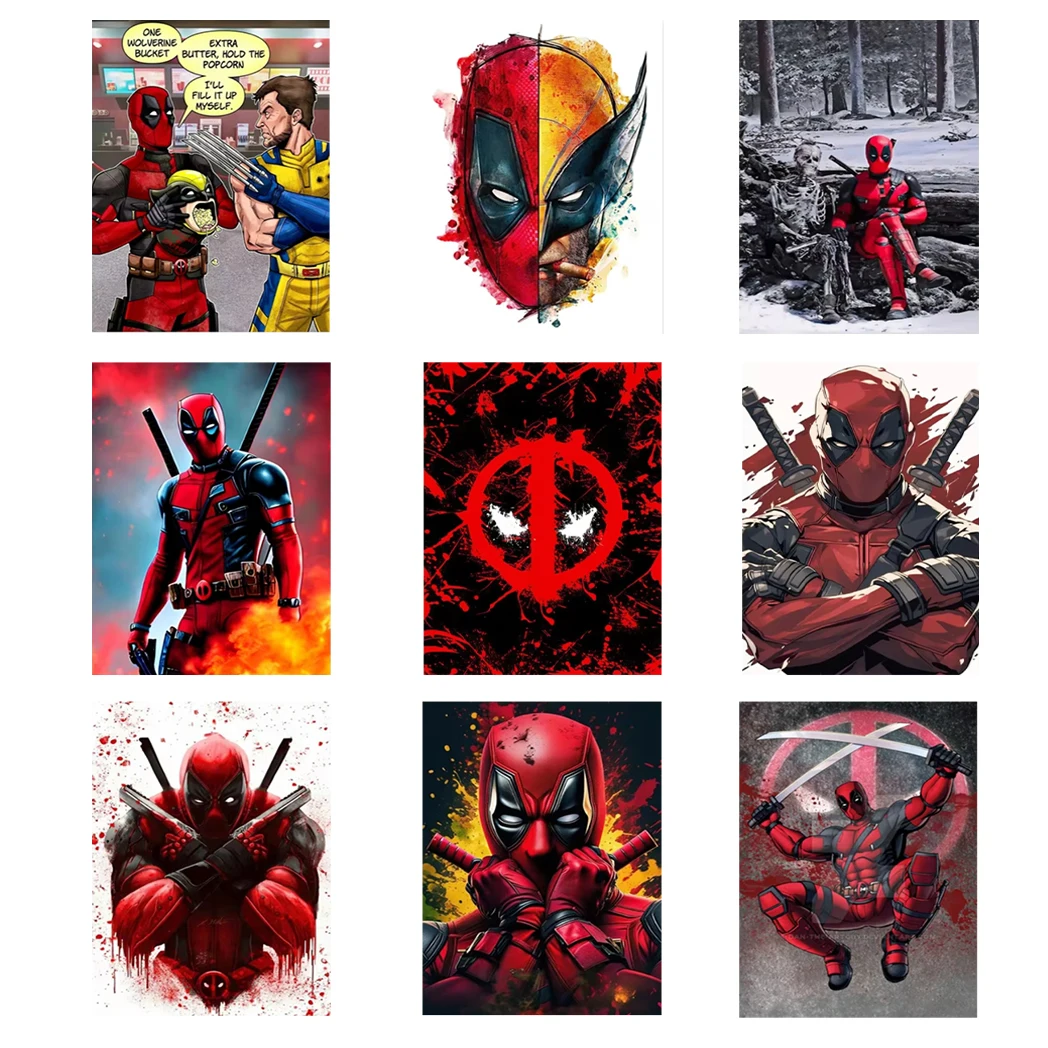 MINISO New Disney Movie Deadpool and Wolverine Poster Graffiti Art Superhero Wall Art Poster Modern Funny Movie Canvas Painting