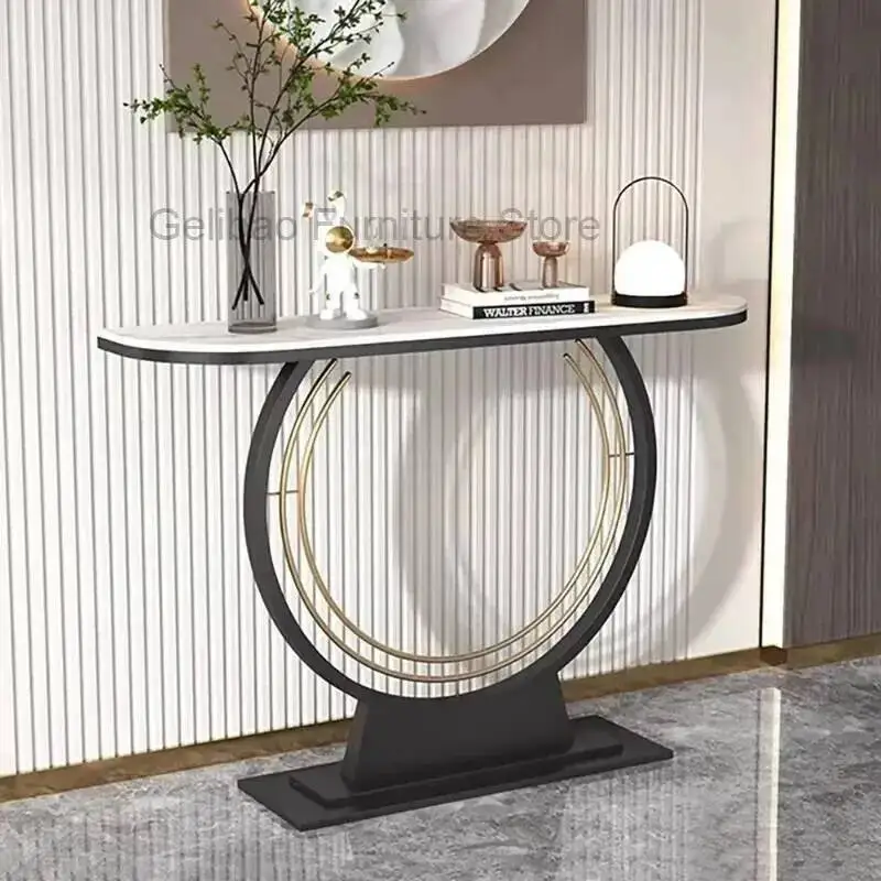 Mesa Consola de Estilo Vintage de Lujo para Entradas, Mesa Consola Glamorosa de Mármol, Diseño Minimalista, Mueble para el Hogar
