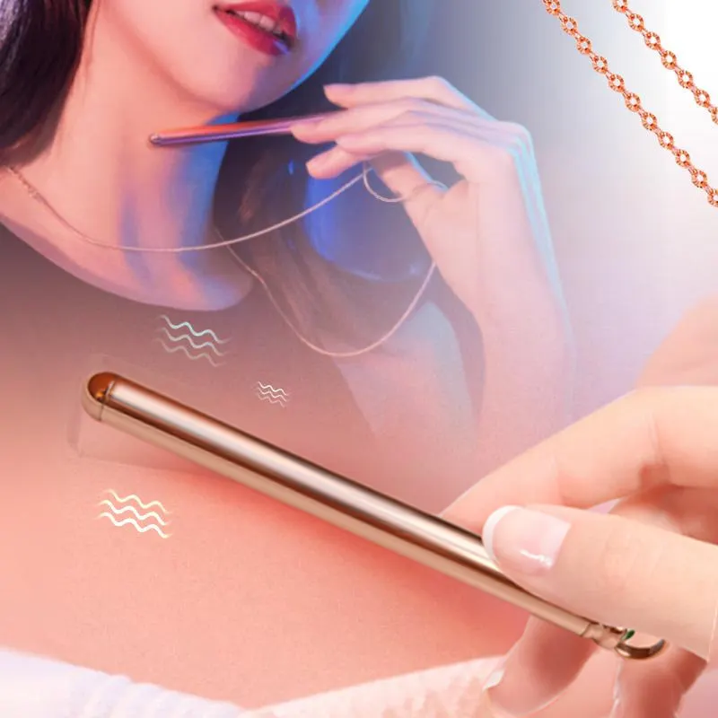 Vibradores delgados de Metal dorado para mujeres, estimulador Anal vaginal de clítoris, masturbador, vibrador con collar, Juguetes sexuales para principiantes