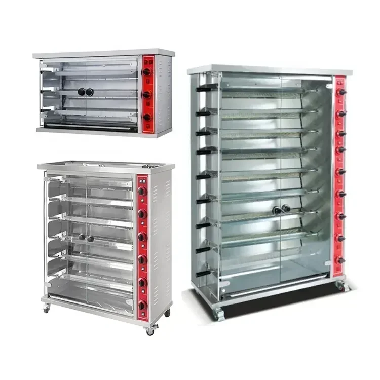 Industrial Commercial Stainless Steel 3 6 9 Rotary Gas Chicken Grill Rotisserie Machine Chicken Rotisserie Oven