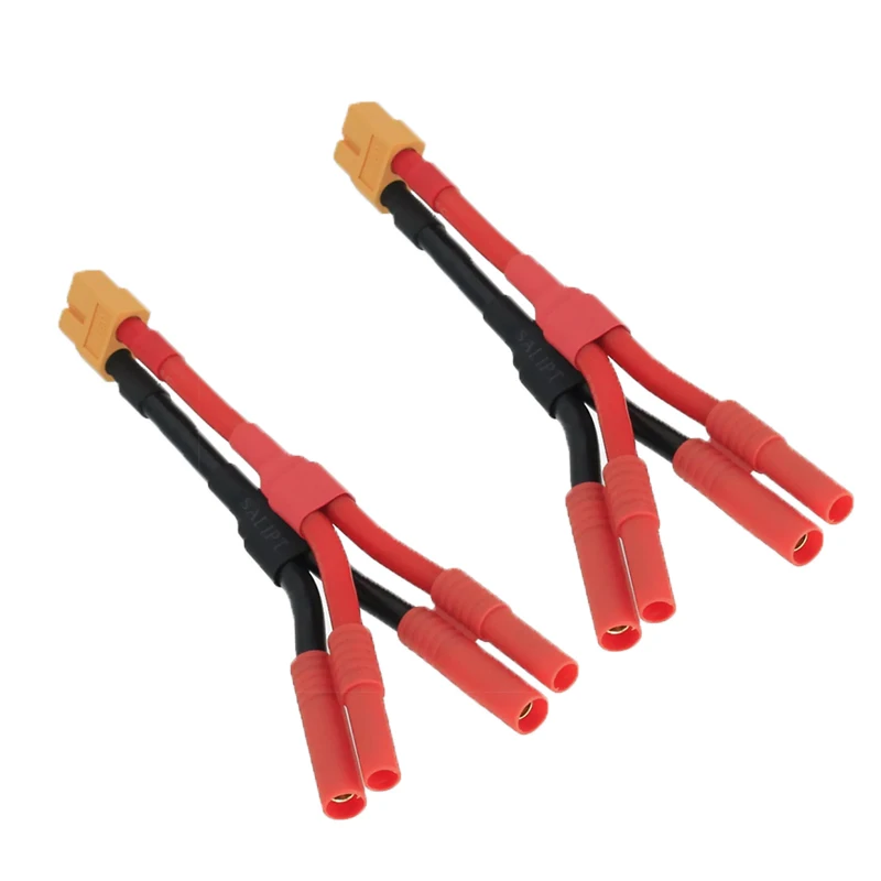 1/2 Pcs  2 HXT 4.0mm Plug to 1 XT60 Female Connector Parallel Wire Charge Cable 12awg 10cm for RC Charger Motor ESC