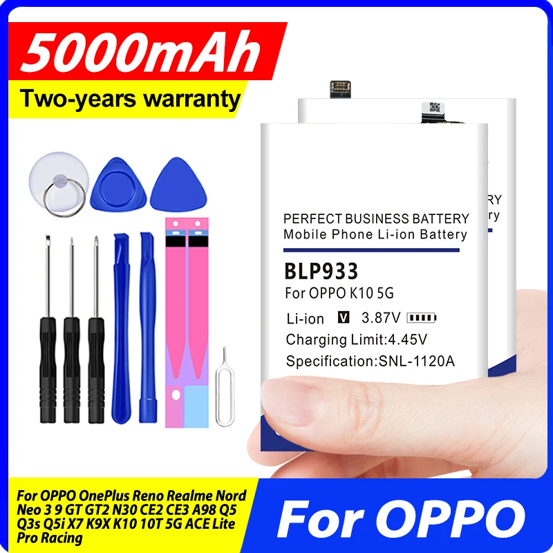 BLP919 Battery For OPPO OnePlus Reno Realme Nord Neo 3 9 GT GT2 N30 CE2 CE3 A98 Q5 Q3s Q5i X7 K9X K10 10T 5G ACE Lite Pro Racing