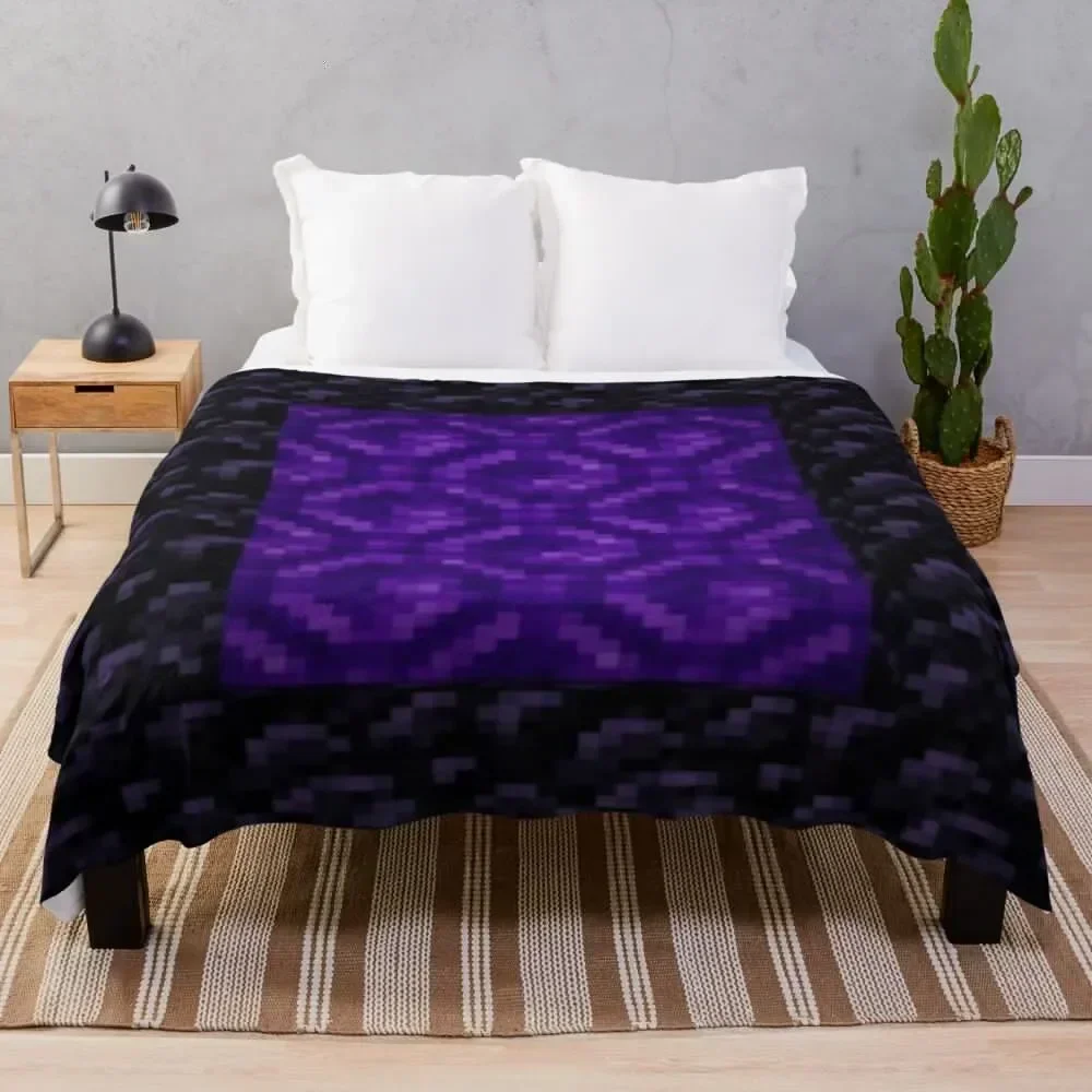 

Nether Portal Pixel Blanket Throw Blanket Compact Warm Blanket for Car Road Trip