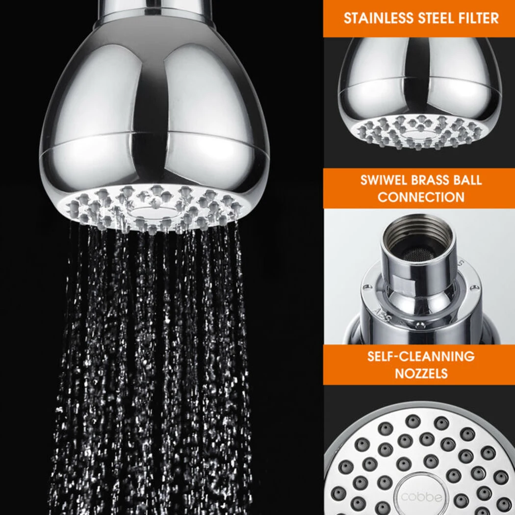 Replacement Shower Head ABS Accessories 2.5 gallons Anti-leak Bathroom Connector High Pressure Polished Chrome