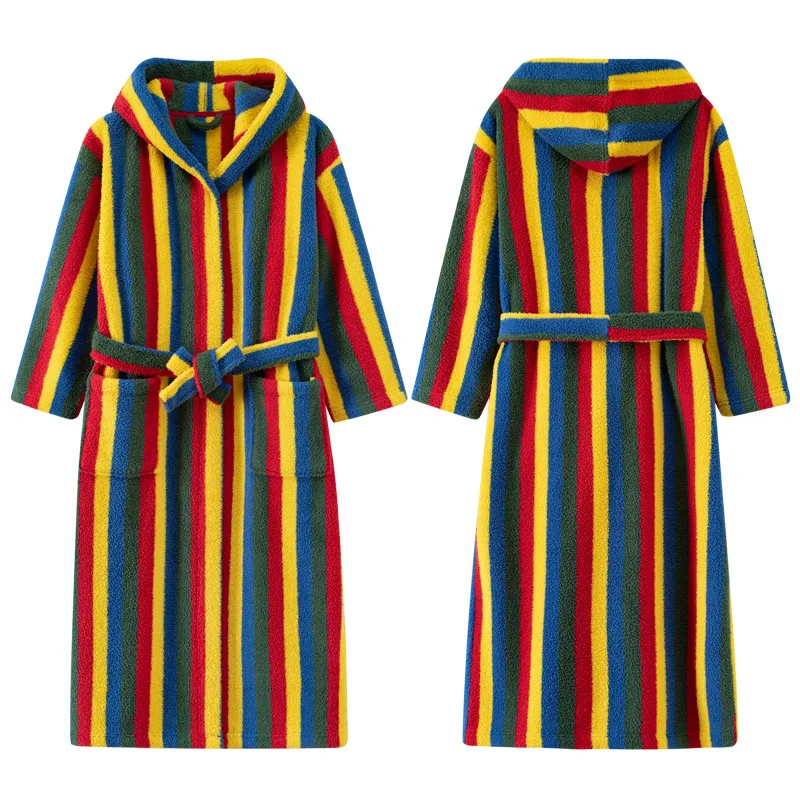 

Зимнее теплое фланелевое кимоно с капюшоном для пар, новая женская и мужская длинная одежда для сна, халат для душа, одежда для дома, одежда для сна