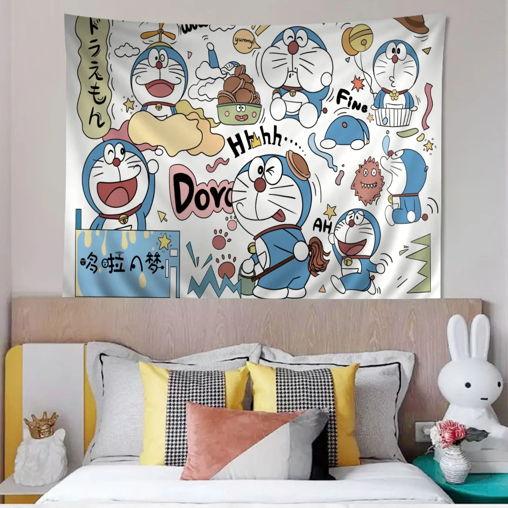 D-Doraemon Colorful Tapestry Wall Hanging Hanging Tarot Hippie Wall Rugs Dorm Wall Art Decor