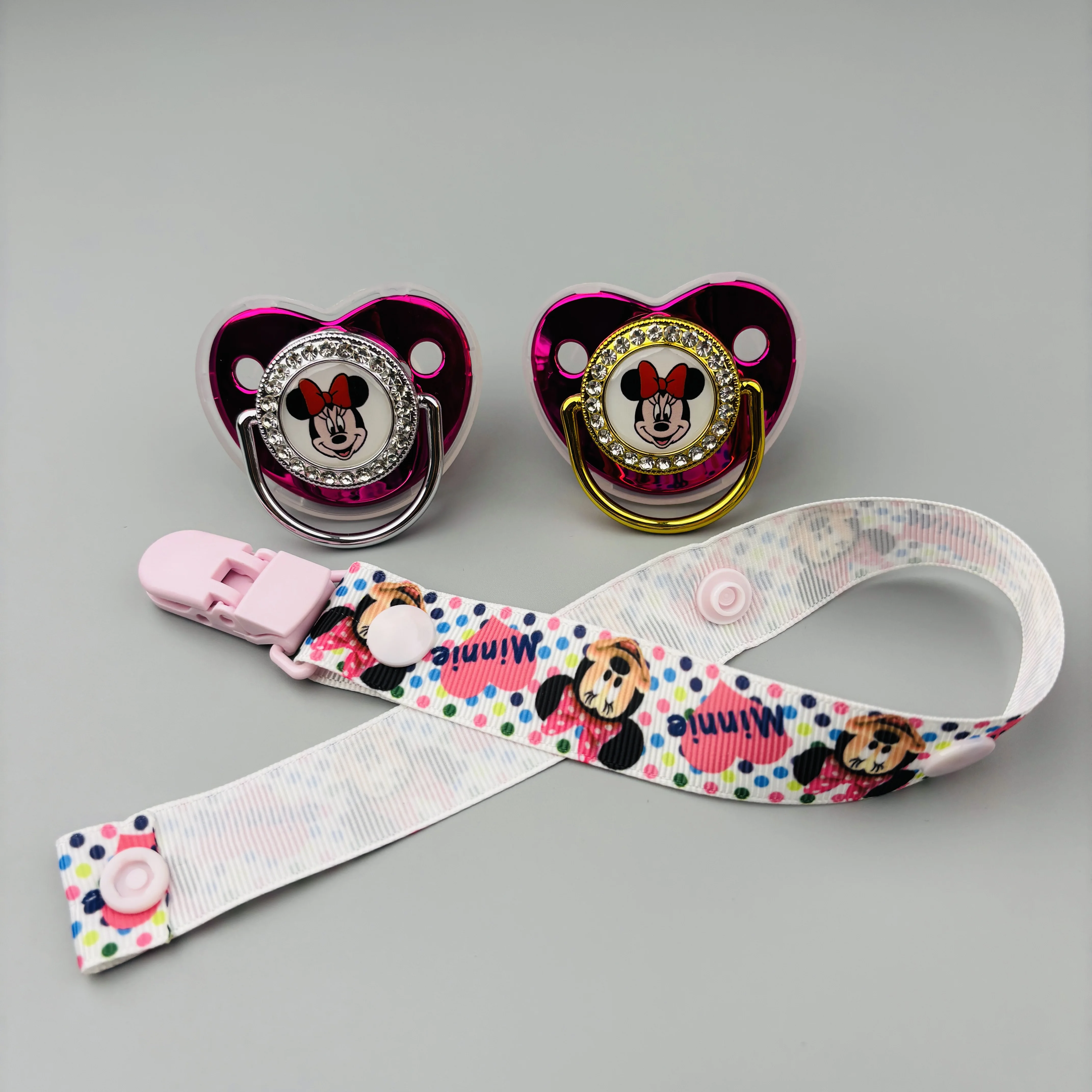 

Luxurious baby pacifier and cloth chain clip newborn Bling pacifier baby nipple Kawaii red hair band baby bath gift Chupeta