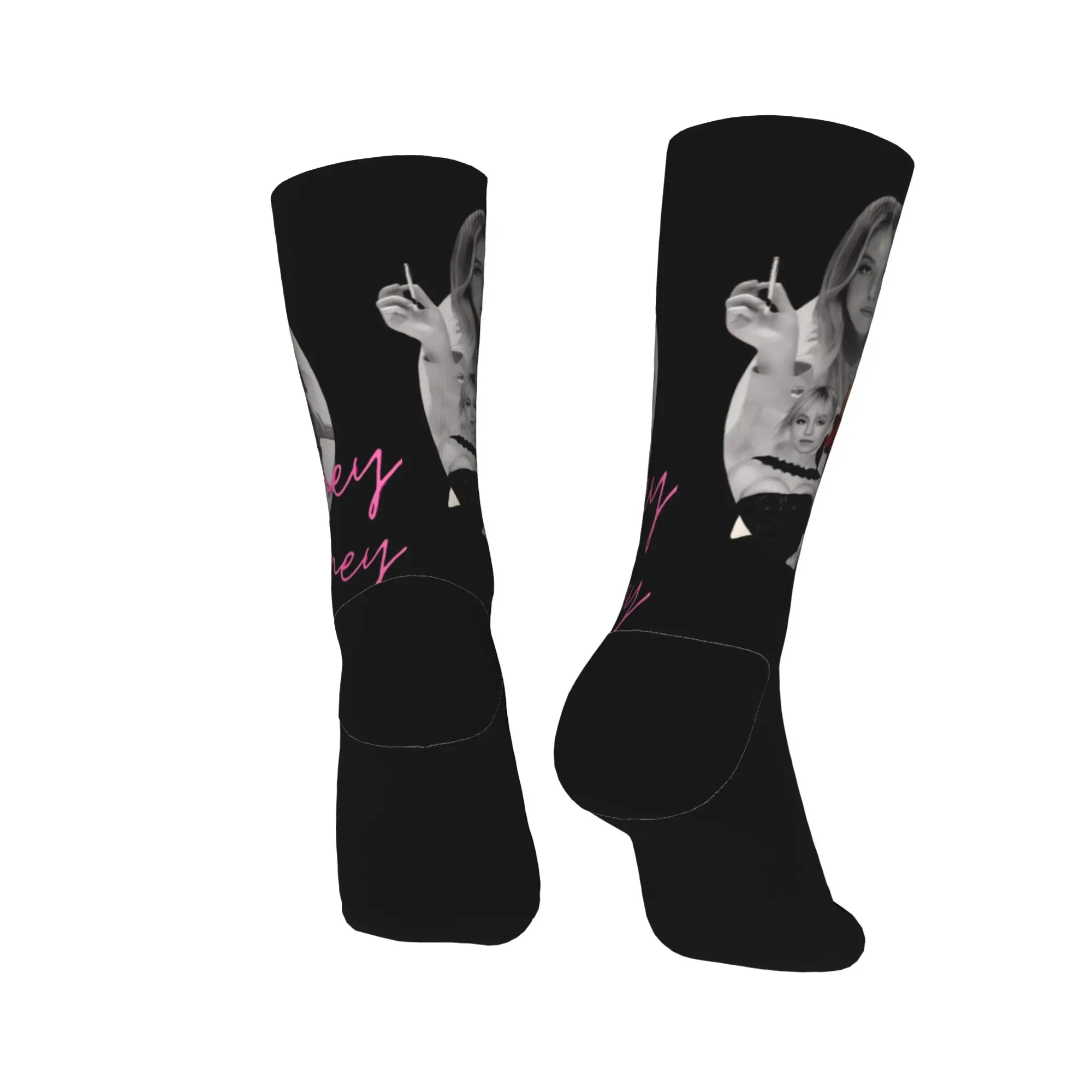 للجنسين الرجال الجوارب سيدني سويني الممثلة الأمريكية جوارب الخريف الحديثة متوسطة جوارب ناعمة مخصص تسلق الجوارب غير زلق #4