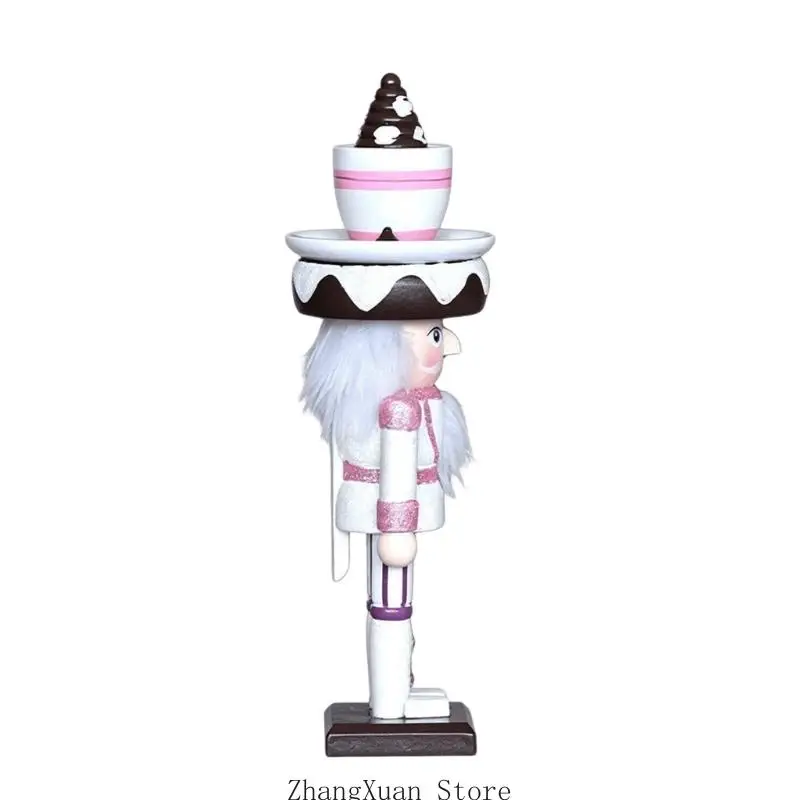 Weihnachts-Dessert-inspirierte Nussknacker-Figur aus Holz, Dekor, 25,4 Tischakzent mit quadratischer Basis für Kaffee – Detail 4