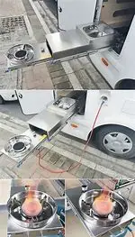 Integrated RV Gas Stove Burner Cooker With Pull-Out Sink And Faucet For Camping & Outdoor Adventures