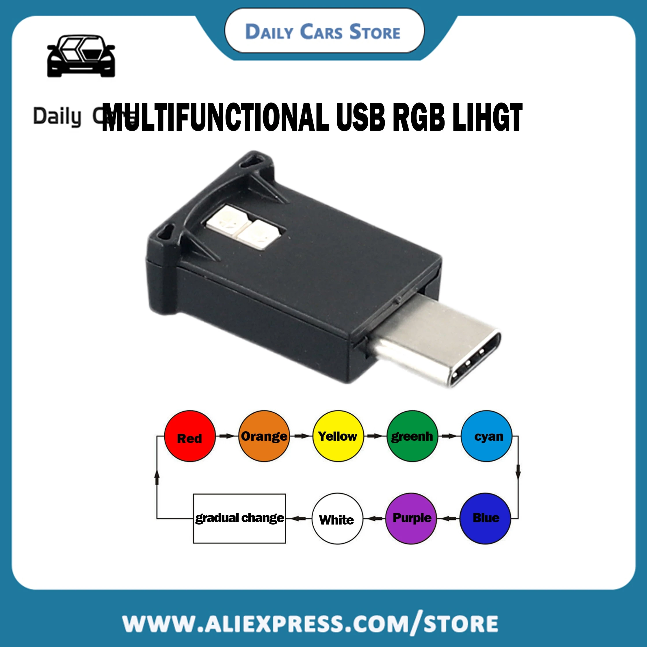 

1 шт. автомобильная атмосферная лампа USB-C Type-C светодиодная лампа неоновая окружающая лампа мини-внутреннее освещение автомобильные аксессуары