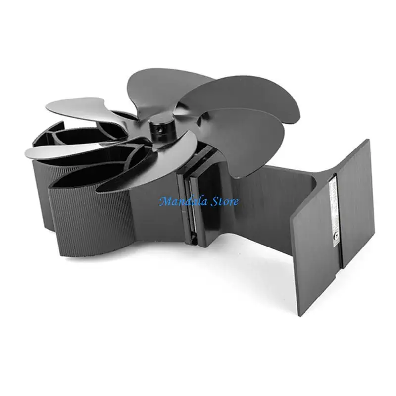 U2JC 6 شفرات موقد الموقد المنزلي مروحة تعمل بالطاقة الحرارية لسجل الخشب فائقة الهدوء لحرق الخشب الحقيقي مروحة الموقد الخشب