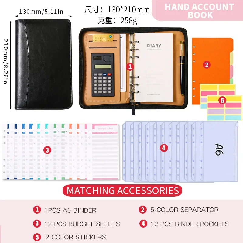 Imagem -03 - Bolsa com Zíper a6 com Calculadora 10 Peças Envelopes com Zíper Envelopes de Dinheiro para Orçamento Organizador de Dinheiro para Pasta de Orçamento