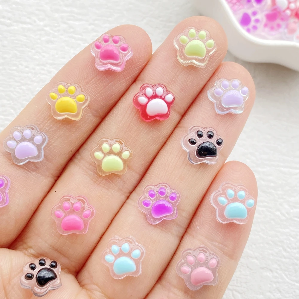 50 Uds. De Mini garras de gato coloridas y luminosas de dibujos animados, dijes de resina para decoración de uñas, manualidades DIY para decoración de uñas en 3D, joyería