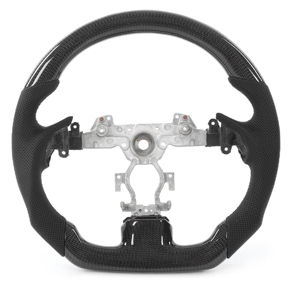 D Type Carbon Fiber Steering Wheel Black Stitching Steering Wheel for Auto Parts Replacement for G37 G37x G25 G35 Q40