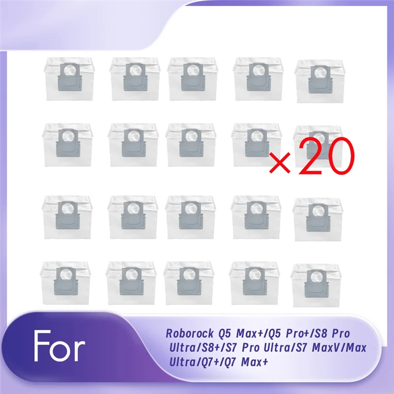 

ABGE-Dust Bags Replacement For Roborock Q5 Max+/Q5 Pro+/S8 Pro Ultra/S8+/S7 Pro Ultra/S7 Maxv/Max Ultra/Q7+/Q7 Max+ Vacuum 20 Pc