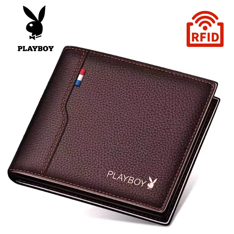 

PLAYBOY Men's Short Wallet Multi Card Horizontal Wallet RFID Protected Wallet