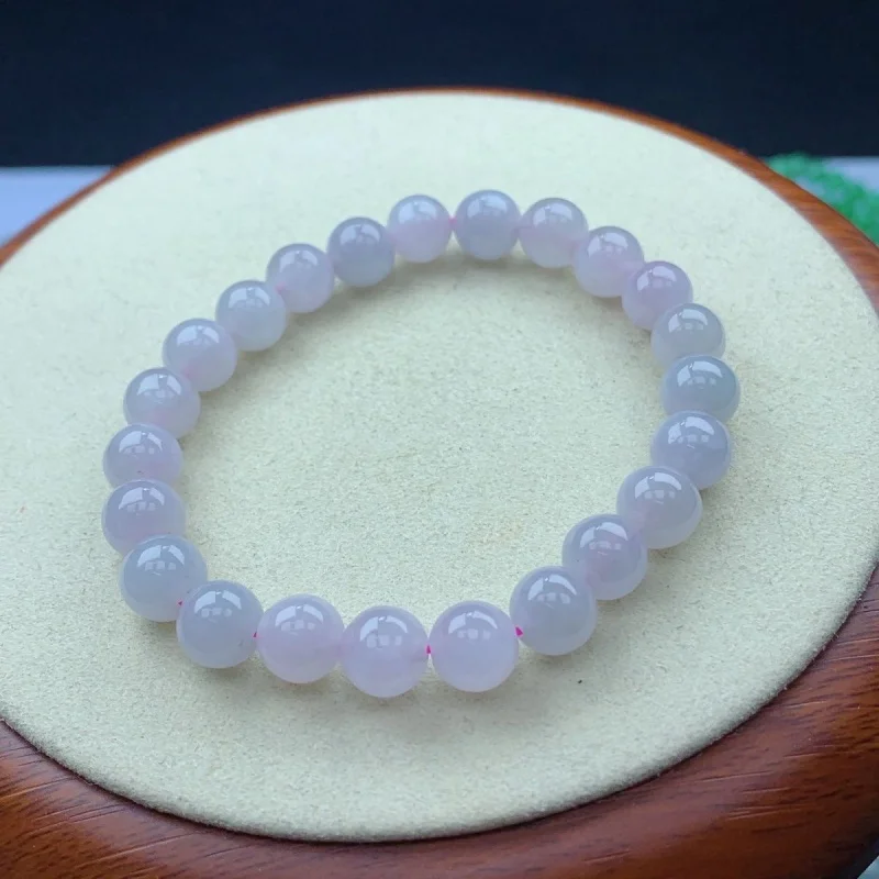 Authentic Myanmar round Violet Natural Icy Bracelet Men and Women 8.1M Jade Beads