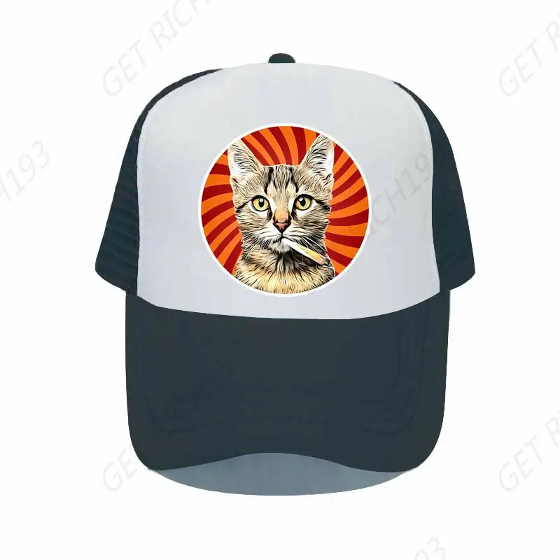 Cool Smoking Cat Hip Hop Snapback Cap Funny Coffee Wild Cat Pussy Baseball Hat Cigaratte Dragon-li Cat Animal Trucker Hats