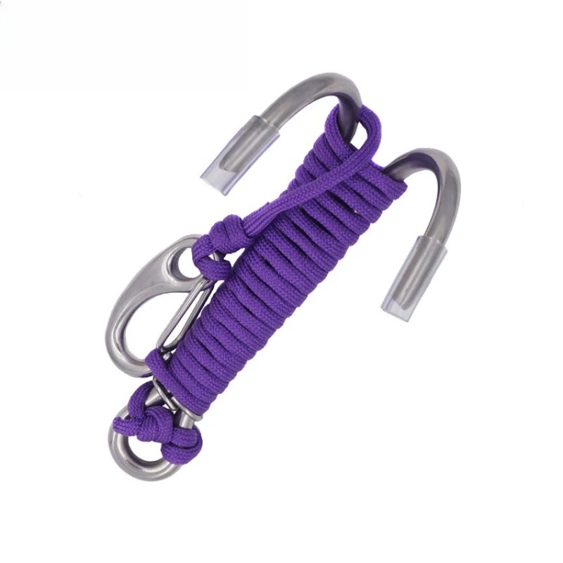 Stainless steel reef double-head flow hook, diving flow hook corrosion-resistant thickened top-flow diving double-flow hook