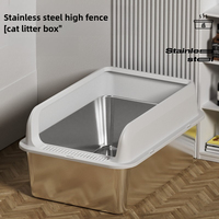 Cat Litter Box Enclosure Stainless Steel Open Prevent Spatter Cat Sand Bowl Cats Toilet Products Cat Toilet Training Supplies