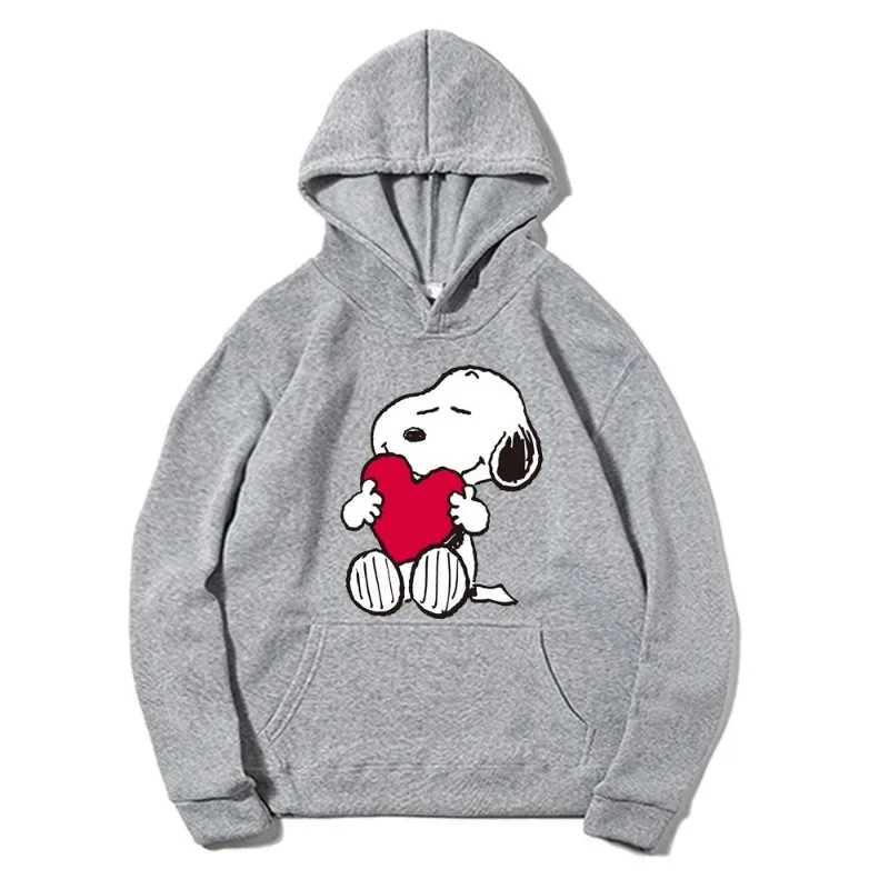 Cartoon Anime Love Snoopy Women\'s Pullover Spring and Autumn Men\'s Extra Large Sweatshirt 2024 New Fashion Couple Hoodie