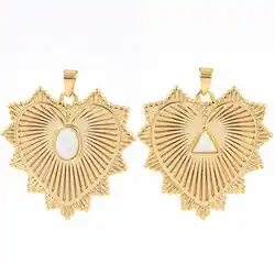 Gold Plated Heart Necklace Pendant Jewelry Women Brass Pave Zircon Opal Heart Charm Pendant Accessories For DIY Jewelry Making