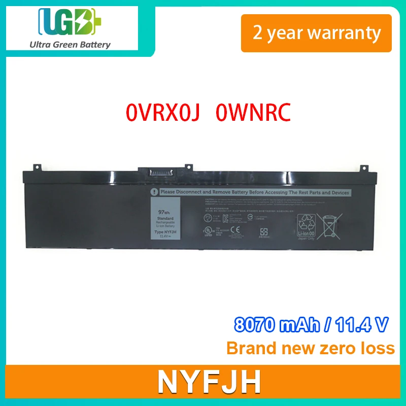 

UGB New NYFJH Laptop Battery For Dell Precision 7330 7540 7530 7730 Series 0VRX0J 0WNRC 11.4V 97Wh 8070mAh