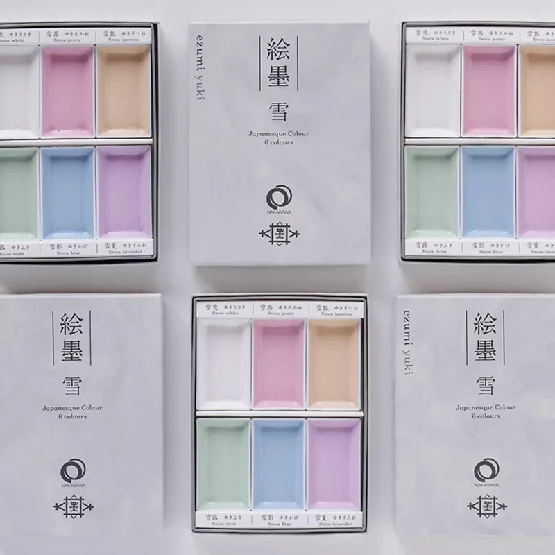 Japan Moyuntang Solid Watercolor Pigment Original 6-color Set Macaron Color Large Pan Watercolor Pigment Artist's Art Supplies