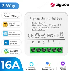 16A eWeLink App Mini ZigBee3.0 Smart Switch 2-Way DIY Switch Breaker Timer Voice Control Module Support Alice Alexa Google Home