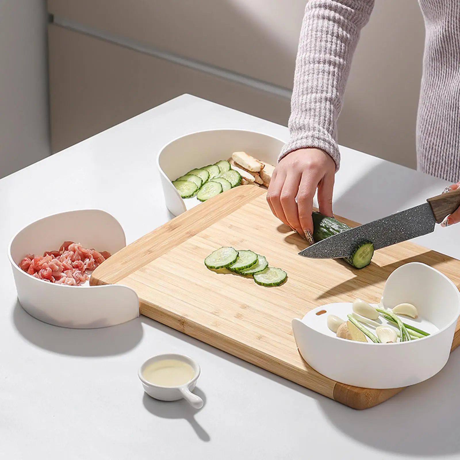 3Pcs Meal Prep Bowls Food Preparation Tray Kitchen Storage Containers Easily Clean Convenient Restaurant Side Dish Plate