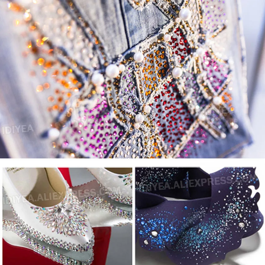 High Gloss Multi Colors Hot Fix Rhinestones SS16 SS20 Flat Back Crystal Strass Stone Glass Iron on Glitters to Garment DIY Dress