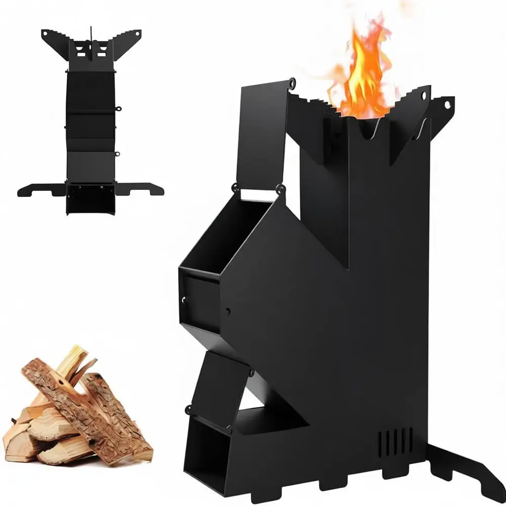 

Портативная дровяная печь для кемпинга и барбекю на открытом воздухе с сумкой для хранения