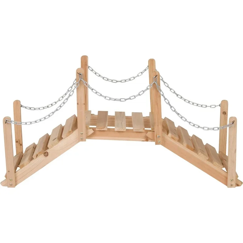 Shine Company 4963N Decorative Cedar Wood Garden Bridge with Side Rails, Natural