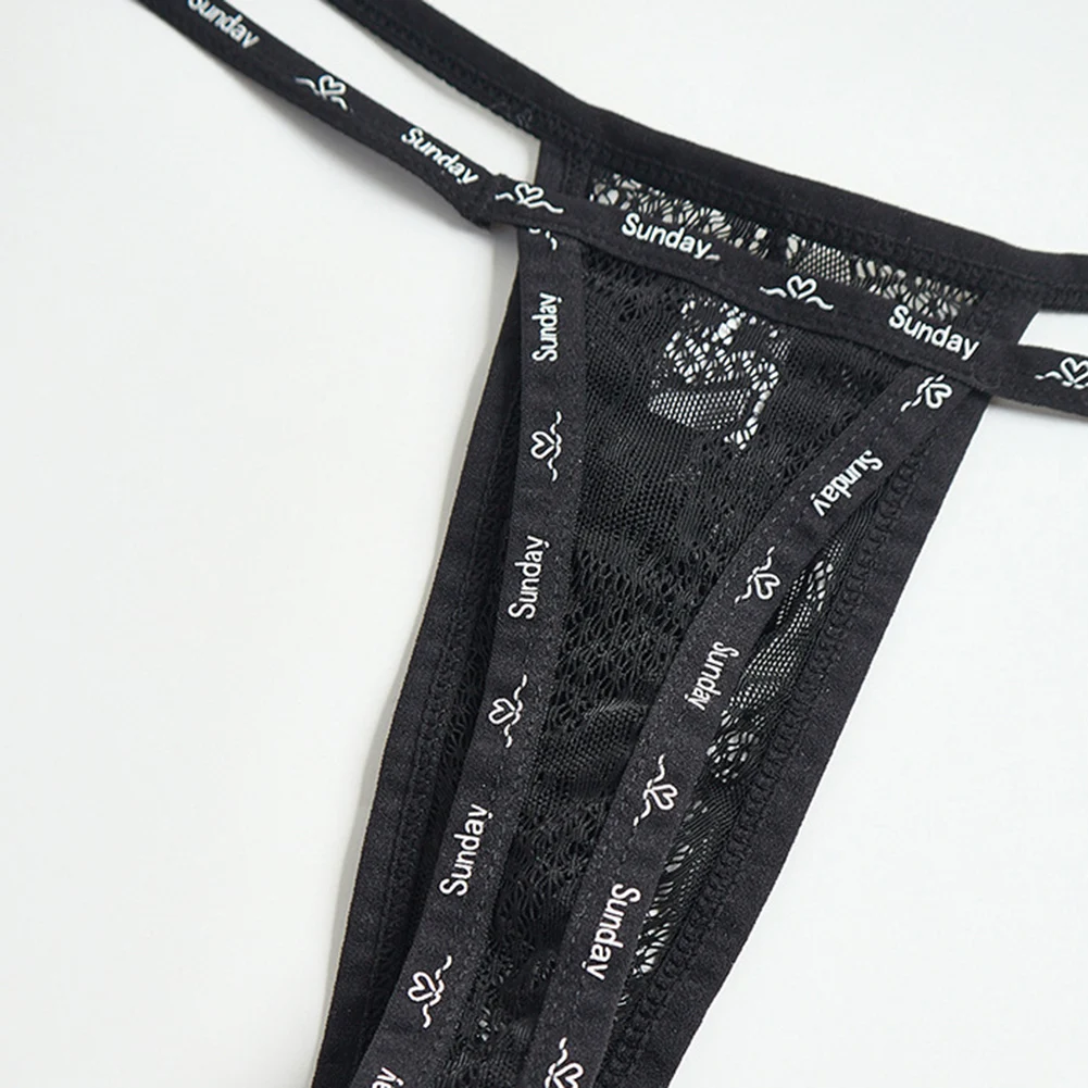 Perspective Bikini Briefs Men Lace Jacquard Thongs T-back G-string Breathable Bulge Pouch Man Intimate Underwear