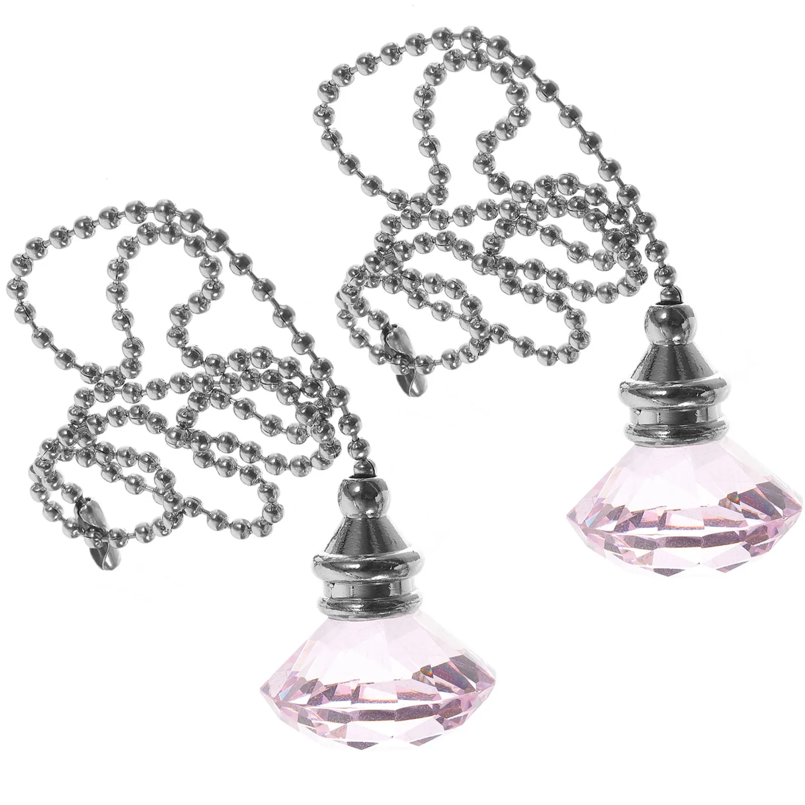 

2 Pcs Diamond Fan Pendant Lamp Pendants Ceiling Pull Chain Extension Decorative Lights Iron Beaded