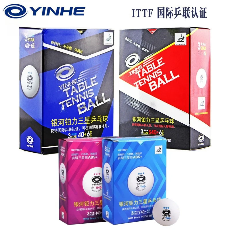 

YINHE Y40+ H40+ 40+ S40+ Table Tennis Balls 3-Star Seamed/Seamless 40+ ITTF Approved Ping Pong Balls ABS New Material 6 Per Box