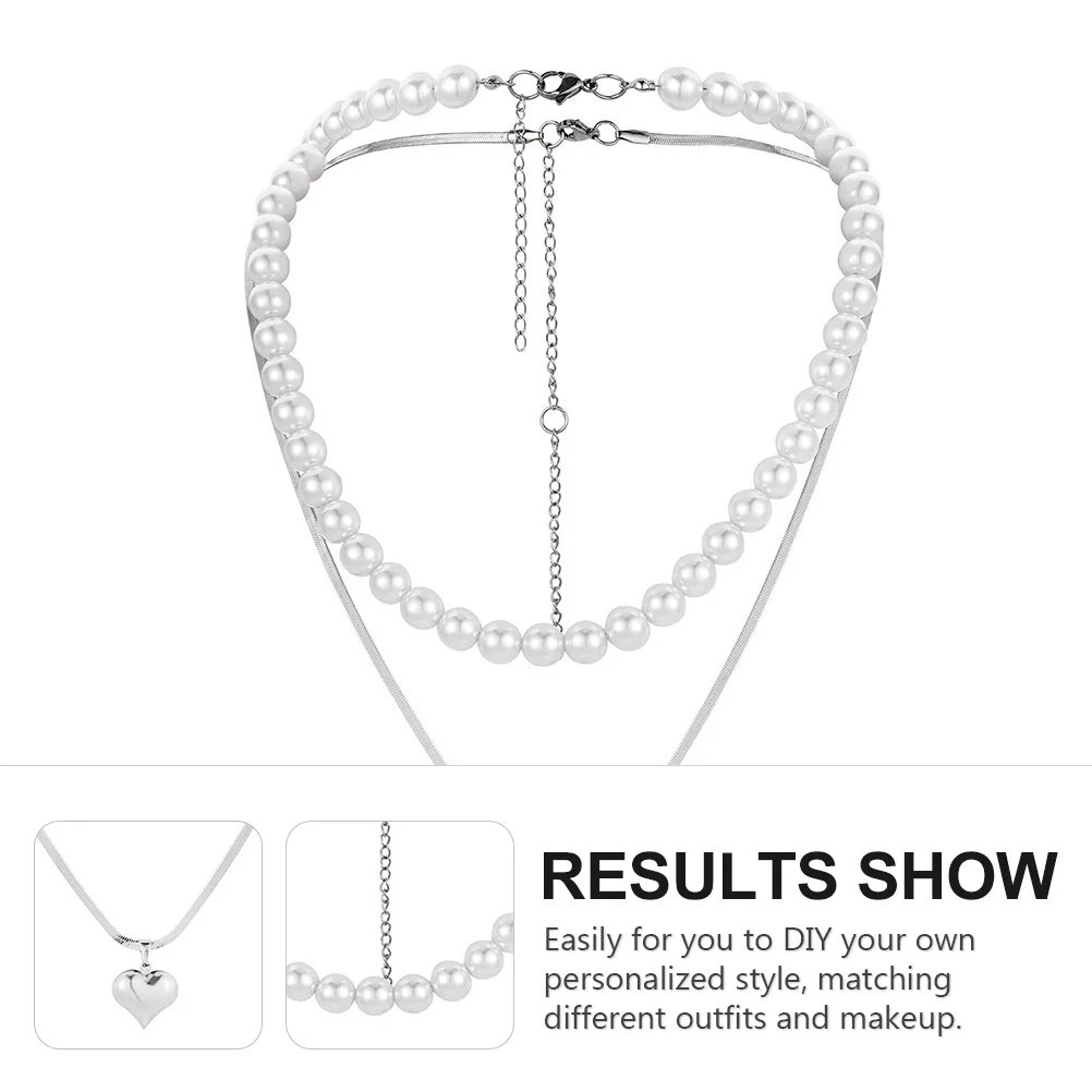 

Elegant Double Layer Necklace Titanium Steel Heart Pendant DIY Personalized Style Matching Outfits Mother's Day Gift Women