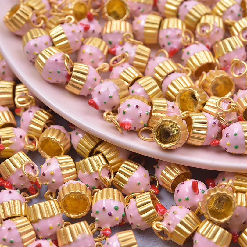 Colorful Ice Cream Durian Doughnut Food Enamel Charms For Jewelry Making Supplies 3D Gold Color Pendant DIY Findings Decoration