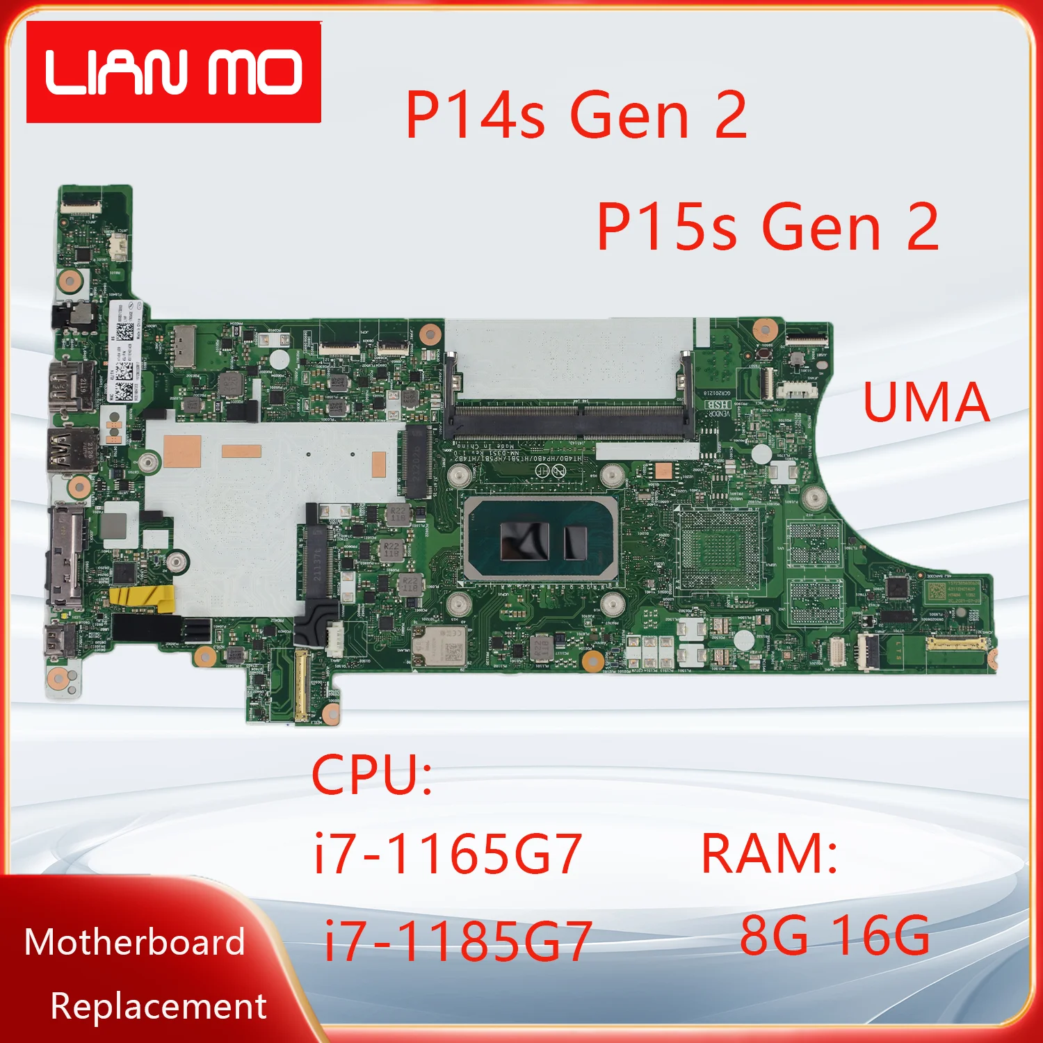 NM-D351 es adecuado para Lenovo ThinkPad P14s Gen 2 P15s Gen 2 placa base para ordenador portátil i7-1185G7 8G/16G 5B21J08144 5B21J08149 UMA